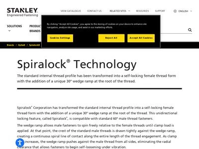 Website von Stanley Engineered Fastening - Spiralock®