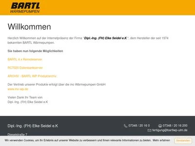 Website von Bartl Wärmepumpen Vertriebs GmbH