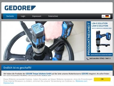 Website von GEDORE Torque Solutions GmbH