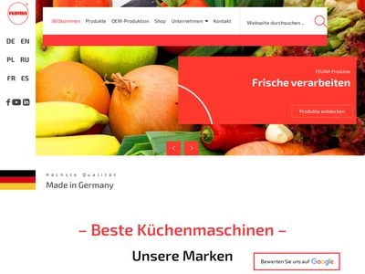 Website von Feuma Gastromaschinen GmbH