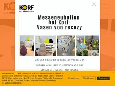 Website von Korf Bürozentrum GmbH