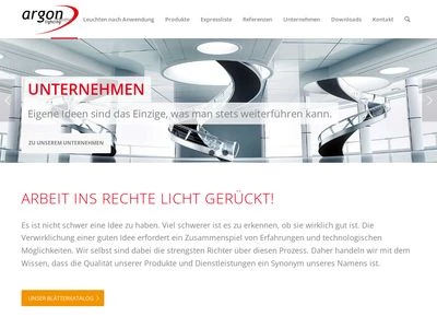 Website von argon lighting GmbH