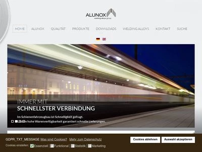 Website von ALUNOX Schweißtechnik GmbH
