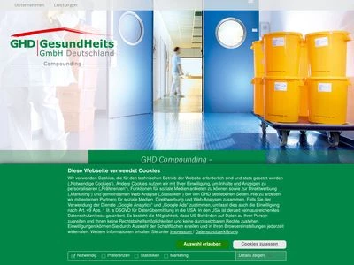 Website von GHD GesundHeits GmbH Deutschland Compounding