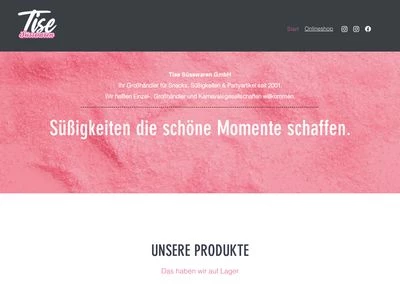 Website von TISE Süsswaren GmbH