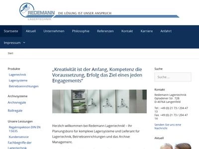Website von Redemann Lagertechnik