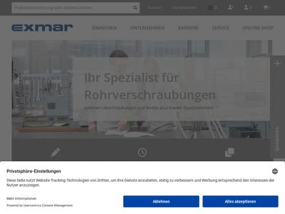 Website von EXMAR GmbH