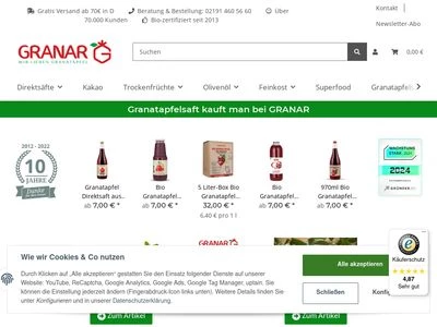 Website von Granar GmbH