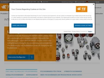 Website von TE Connectivity Industrial GmbH