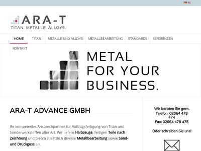Website von ARA-T Advance GmbH