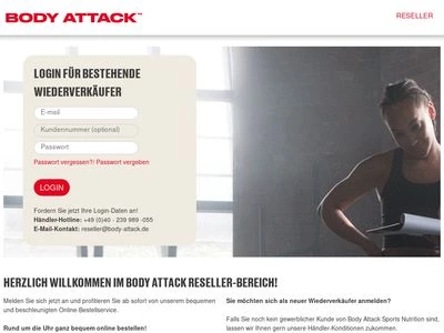 Website von Body Attack Sports Nutrition GmbH & Co. KG