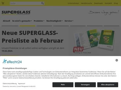 Website von SUPERGLASS DÄMMSTOFFE