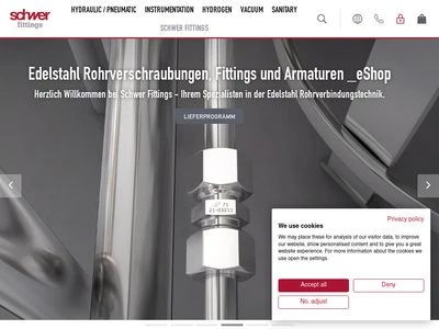Website von Schwer Fittings GmbH