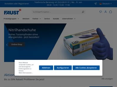 Website von Faust Laborbedarf AG