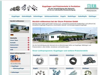 Website von Sturm Präzision GmbH