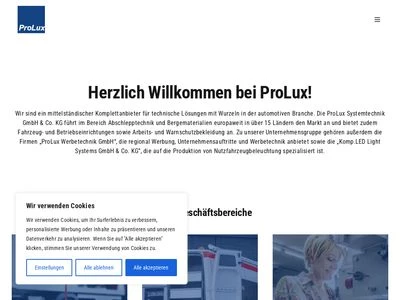 Website von ProLux Systemtechnik GmbH & Co. KG