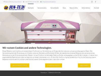 Website von SUN-TECH Bräunungsanlagenvertrieb GmbH