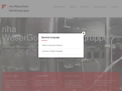 Website von riha WeserGold Getränke GmbH & Co. KG