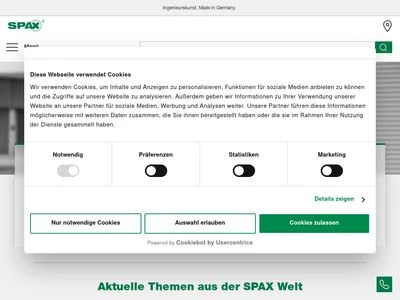 Website von SPAX International GmbH & Co. KG