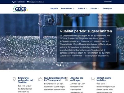 Website von Geier Metall- und Stahlhandel GmbH