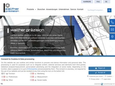 Website von WALTHER-PRÄZISION, Carl Kurt Walther GmbH & Co. KG