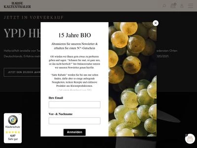 Website von BIO-Wein- & Essigmanufaktur Kaltenthaler GbR
