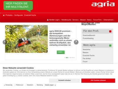 Website von Agria-Werke GmbH