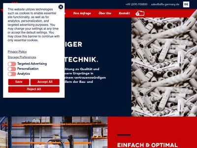Website von allfa Dübel GmbH
