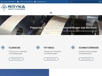 Website von Soyka GmbH Rohrverbindungen