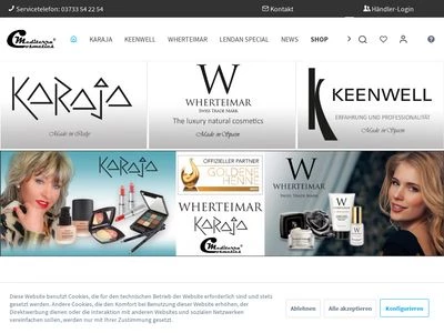 Website von Mediterra Cosmetics - Kosmetikvertrieb