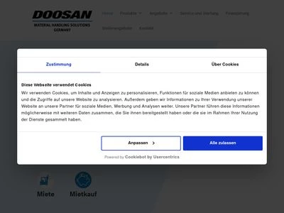 Website von Doosan Material Handling Solutions Germany (DMHS)