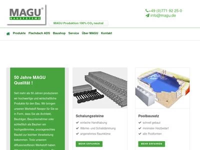 Website von MAGU Bausysteme GmbH