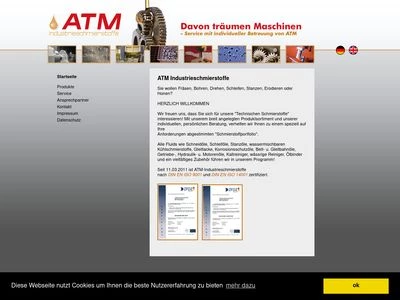 Website von ATM - Industrieschmierstoffe