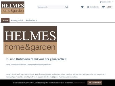 Website von Helmes home and garden GmbH & Co. KG.