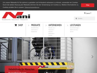 Website von Nani Verladetechnik GmbH & Co. KG