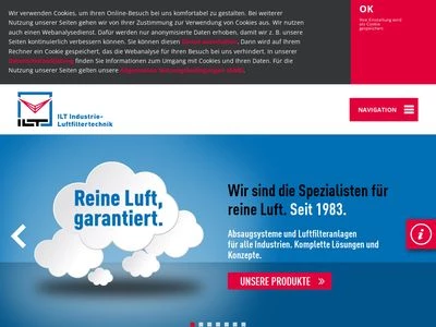 Website von ILT Industrie-Luftfiltertechnik GmbH
