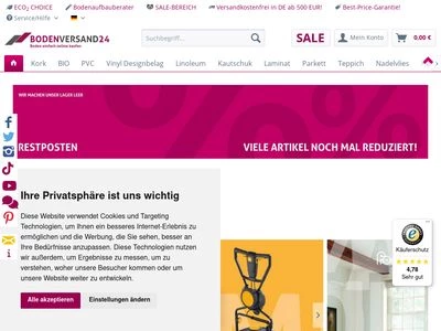 Website von Bodenversand24 GmbH
