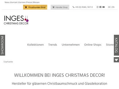 Website von Inges Christmas Decor GmbH