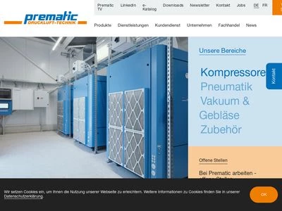 Website von Prematic Drucklufttechnik AG