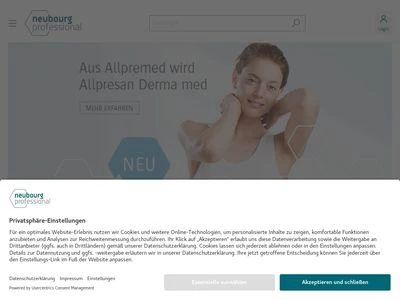 Website von neubourg skin care GmbH