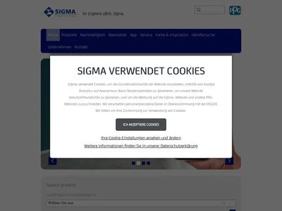 Website von Sigma Coatings - PPG Coatings Deutschland GmbH