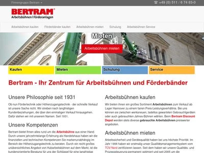 Website von Bertram Förderanlagen und Arbeitsbühnen GmbH