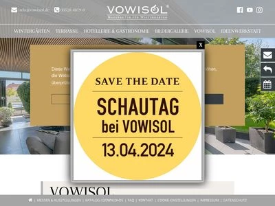 Website von VOWISOL Wintergärten GmbH
