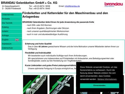 Website von BRANDAU Gelenkketten GmbH + Co. KG