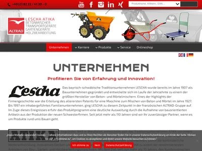 Website von Altrad Lescha Atika GmbH