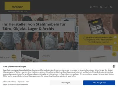 Website von mauser einrichtungssysteme GmbH & Co. KG