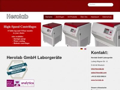 Website von Herolab GmbH Laborgeräte