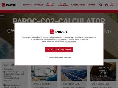 Website von Paroc GmbH