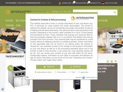 Website von INTERGASTRO Handels GmbH & Co. KG