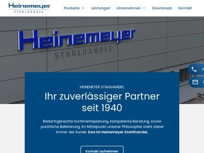 Website von Heinemeyer Stahlhandel GmbH